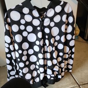Ashley Stewart Black and White Polka Dot Bomber Jacket
